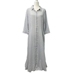 NWT Martha Stewart Collection Linen Blend Maxi Dress Striped Beachy Boho Sz XL